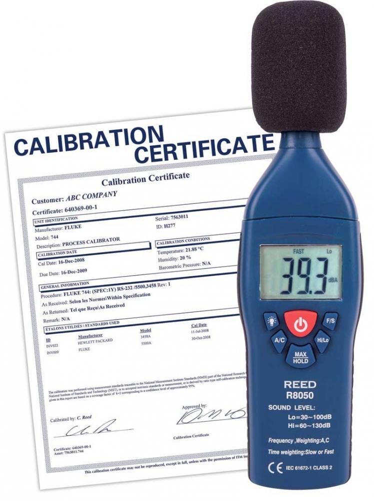 REED R8050 Sonomètre, type 2, 30 à 130 dB, avec certificat d&#39;étalonnage NIS