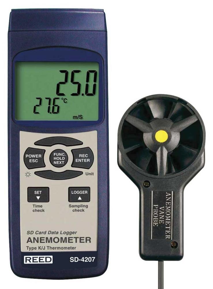REED SD-4207 Thermo-anémomètre à hélice de série SD, enregistreur de donnée