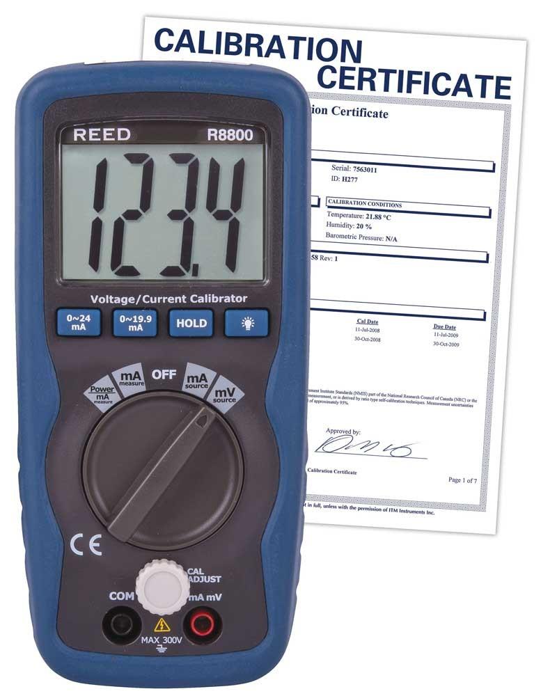 REED R8800-NIST Calibreur de tension/courant, 199.99mV / 19.99mA, avec cert