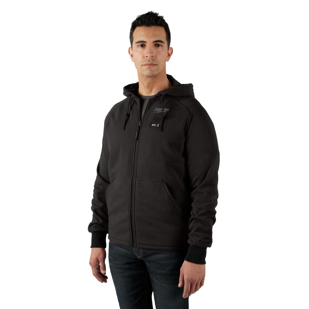 Chandail à capuchon chauffant M12 sans fil au lithium-ion de 12 volts pour homme – G – Noir – Chanda