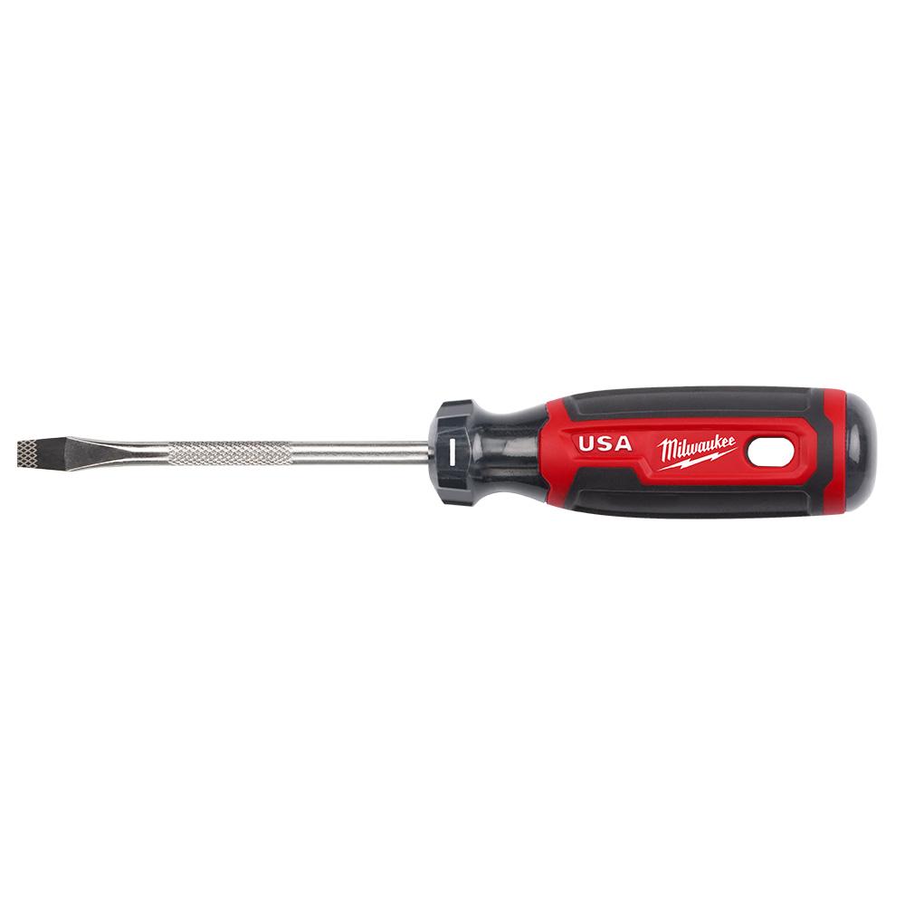 Tournevis pour vis à tête fendue de 1/4 po à manche coussiné et tige de 4 po (É.-U.)
