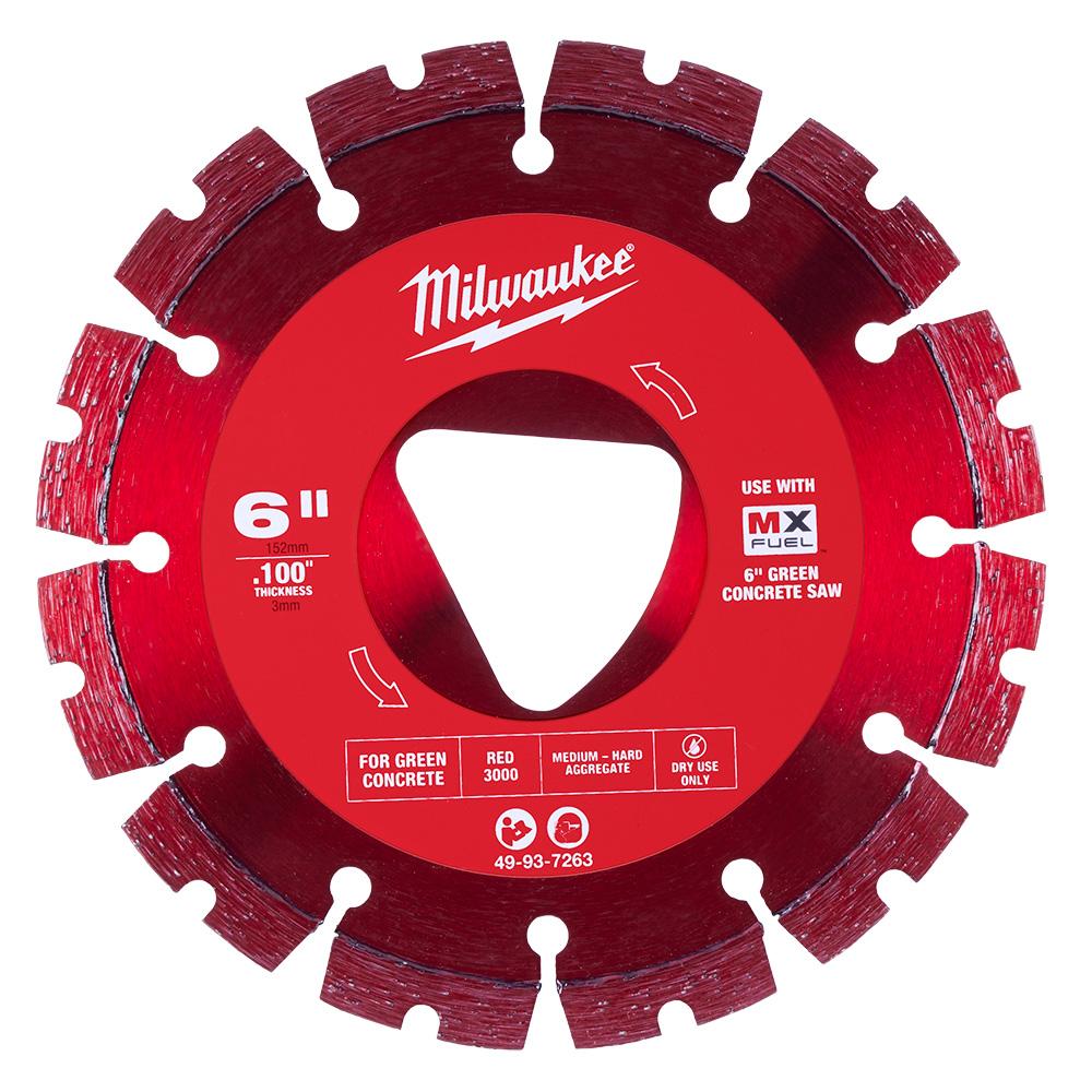 Lame diamantée rouge 6&#34; x .100&#34; pour béton vert