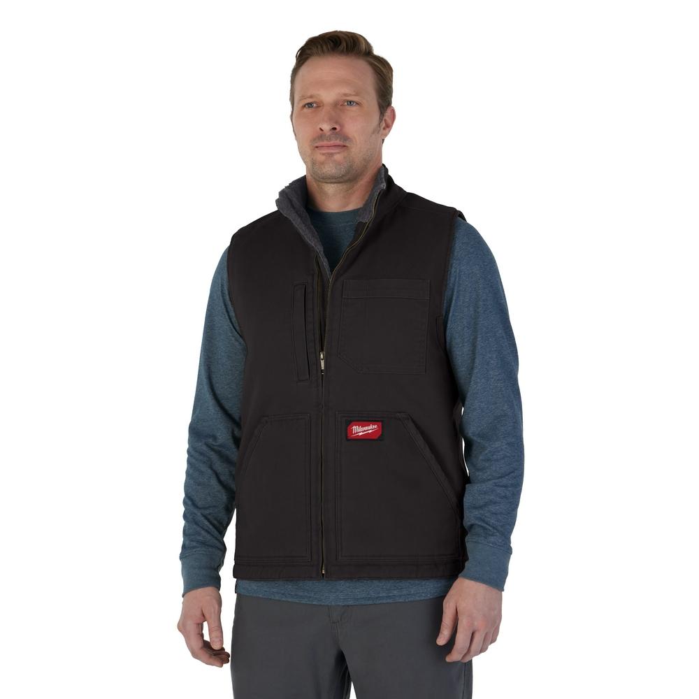Veste sans manches robuste doublée de Sherpa pour hommes, M, noire