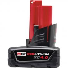 Milwaukee 48-11-2440 - Batterie M12 12V Lithium-Ion à capacité étendue (XC) 4,0 Ah REDLITHIUM