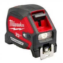 Milwaukee 48-22-0428 - Ruban à mesurer aimanté compact Wide Blade de 25 pi avec lampe rechargeable 100L