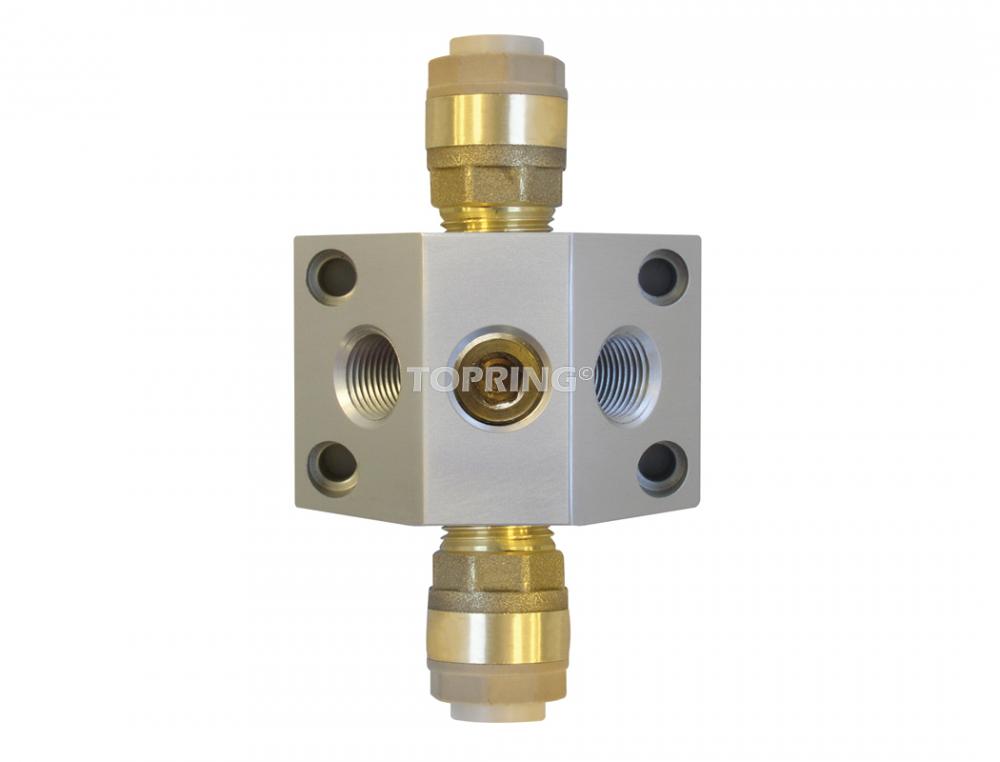 Dist. alu (2)15mm x (2/3)3/8(F)NPT QuickLINE