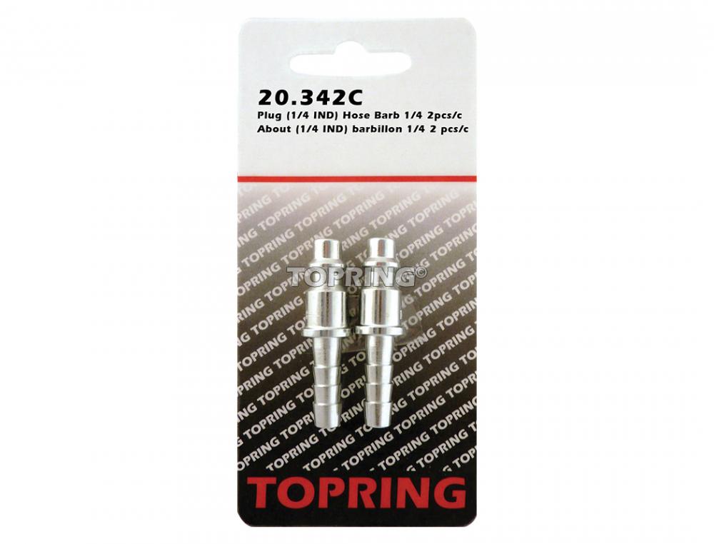 Embout 1/4 industriel en acier avec barbillon pour tuyau 1/4 (multiple de 2)