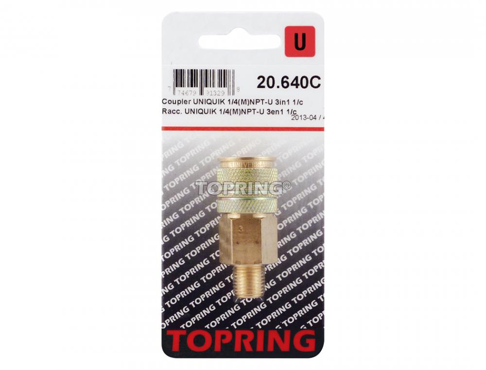 Raccord rapide 1/4 po 3 en 1 en laiton 1/4 (M) NPT