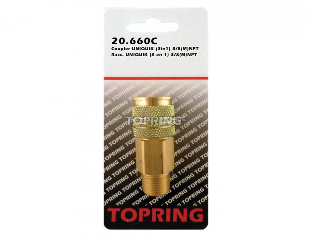 Raccord rapide 1/4 po 3 en 1 en laiton 3/8 (M) NPT