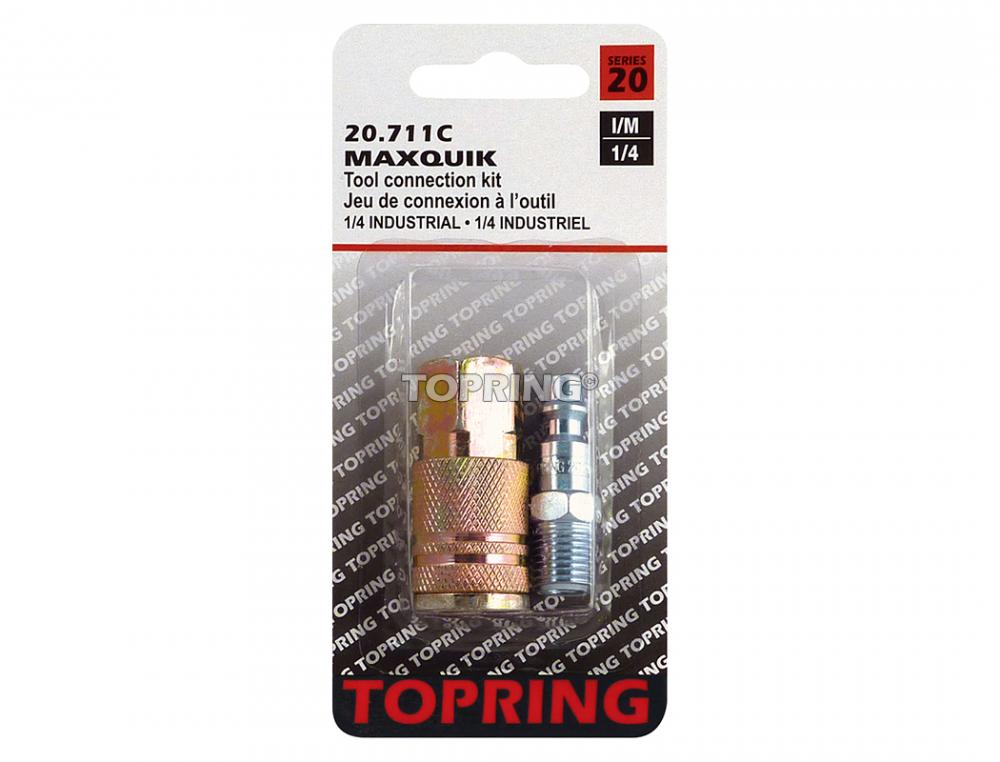 Ensemble 1/4 industriel avec raccord rapide en acier 1/4 (F) NPT et 1 embout