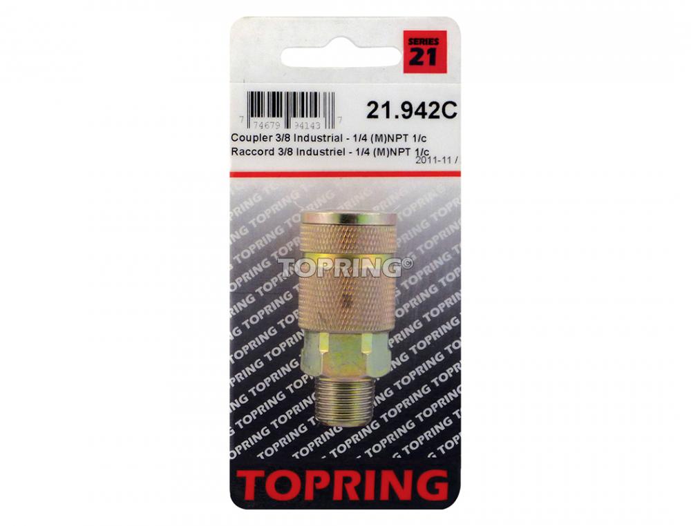 Raccord rapide 3/8 industriel en acier 1/4 (M) NPT