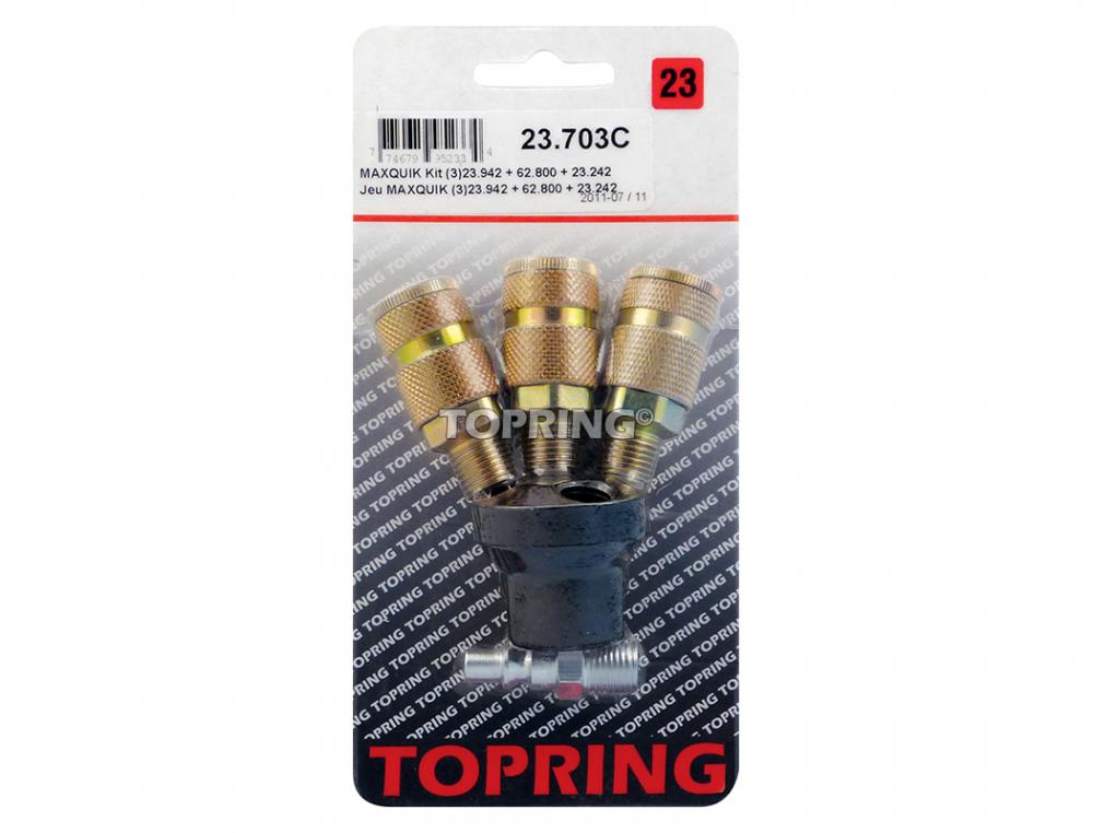 Distributeur en aluminium avec 3 raccords rapides 1/4 Aro 210