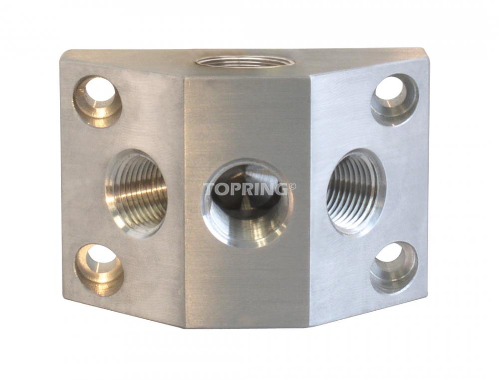 Distributeur mural en aluminium 3/4 (F) BSPP avec 2 sorties 3/8 (F) NPT