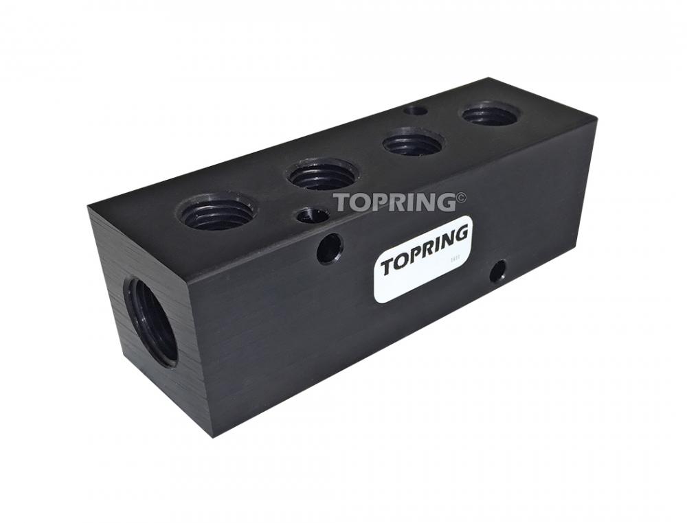 Barre de distribution en aluminium 3/8 (F) NPT avec 4 sorties 1/4 (F) NPT