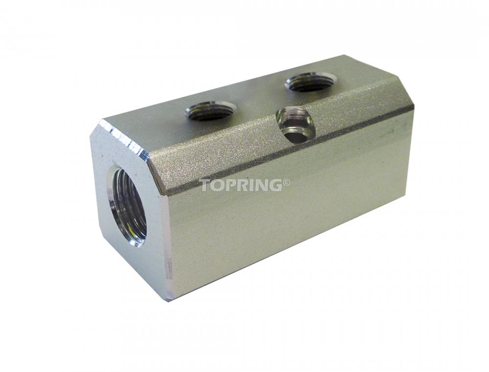 Barre distribution 1/2(F)NPT x (2)1/4(F)NPT alu