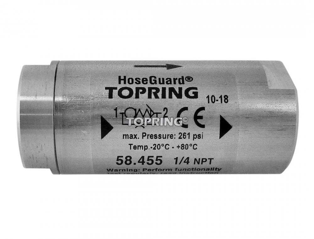 Soupape anti-coups de fouet en acier inoxydable 32 SCFM 1/4 (F) à 1/4 (F) NPT