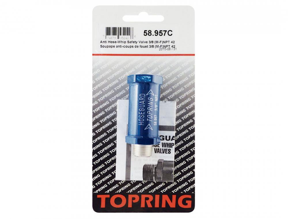 Soupape anti-coups de fouet en aluminium 33 SCFM 3/8 (M) à 3/8 (F) NPT