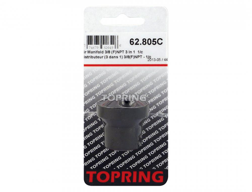 Distributeur en aluminium 3/8 (F) NPT avec 3 sorties 1/4 (F) NPT