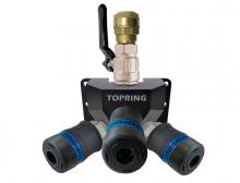 Topring 07.488.03 - Distributeur mural en aluminium avec 3 raccords rapides 1/4 industriel pour 28 mm S07