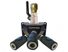 Topring 07.482.05 - Distributeur mural en aluminium avec 3 raccords rapides 1/4 industriel pour 22 mm S07