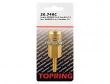 Topring 20.740C - Raccord rapide 1/4 po 3 en 1 en laiton avec barbillon pour tuyau 1/4