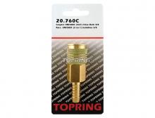 Topring 20.760C - Raccord rapide 1/4 po 3 en 1 en laiton avec barbillon pour tuyau 3/8