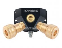 Topring 21.701 - Distributeur mural en aluminium 1/2 (F) NPT avec 2 raccords rapides 3/8 industriel