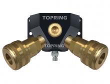 Topring 22.701 - Distributeur mural en aluminium 1/2 (F) NPT avec 2 raccords rapides 1/2 industriel