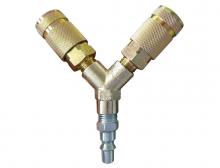 Topring 23.702C - Distributeur en laiton avec 2 raccords rapides 1/4 Aro 210