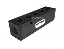 Topring 47.423 - Barre de distribution en aluminium 3/8 (F) NPT avec 5 sorties 1/4 (F) NPT