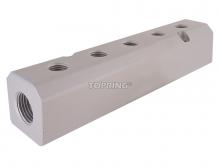 Topring 47.553 - Barre de distribution en aluminium 1/2 (F) NPT avec 5 sorties 1/4 (F) NPT