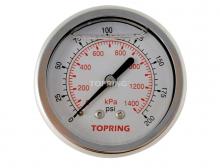 Topring 55.73 - Manomètre gly. 2-1/2" - 1/4NPT CBM 0-200 I/L