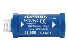 Topring 58.955 - Soupape anti-coups de fouet en aluminium 32 SCFM 1/4 (M) à 1/4 (F) NPT