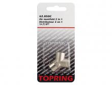 Topring 62.850C - Distributeur en laiton 1/4 (F) NPT avec 2 sorties 1/4 (F) NPT