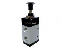 Topring 80.905 - Valve manuelle à bouton tirer à ressort 3/2 voies 1/4 (F) NPT