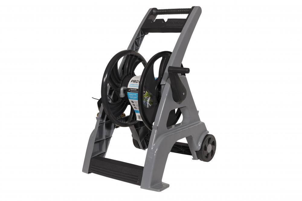 Hose reel, py gray cart, ReelEasy with NeverLeak aluminum water system. Ames