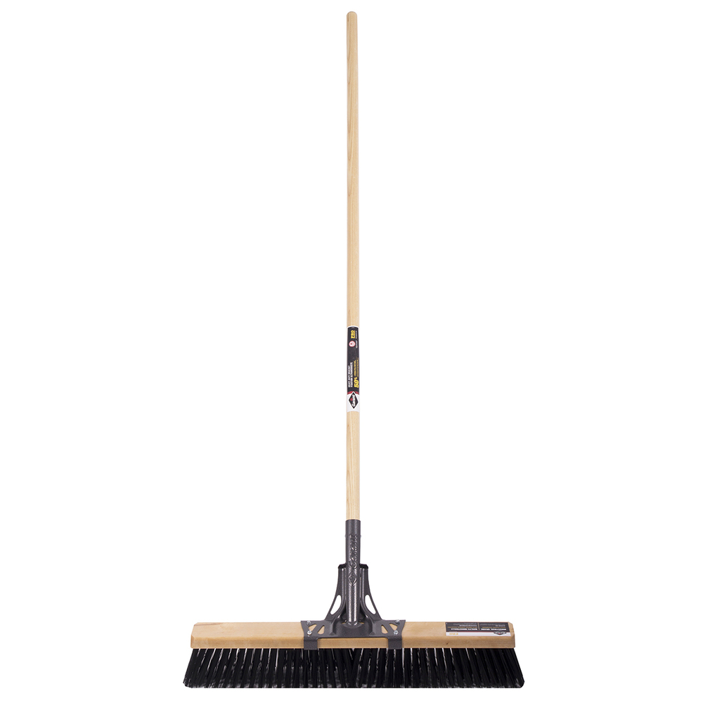 Push broom, 24&#34;, rough surface, wood hdle, lh, Garant Pro