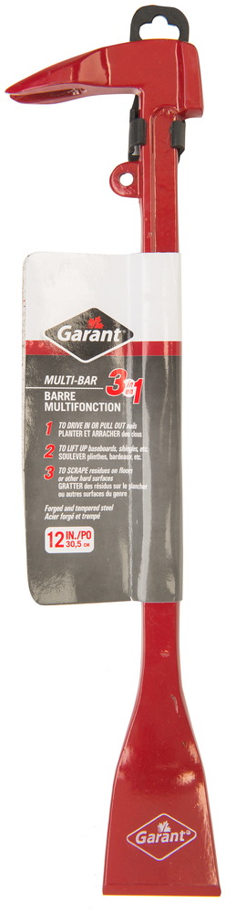 Multi-Bar 3 in 1 11.75&#34; : Pry bar, nail puller, hammer