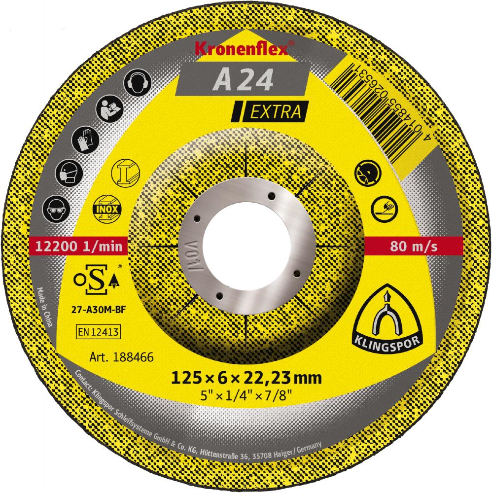 A 24 EX Meules, 125 x 6 x 22,23 mm centre déporté