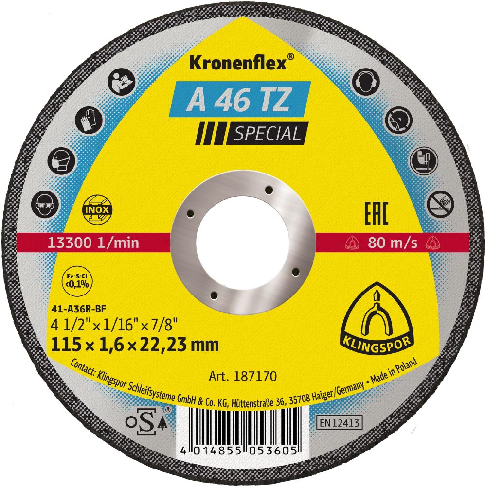 A 46 TZ Disques à tronçonner, 115 x 1,6 x 22,23 mm plat