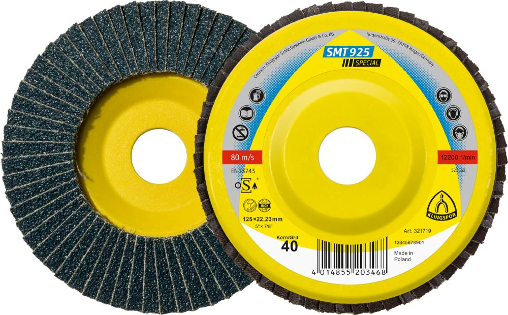 SMT 925 Disques et roues abrasives, 115 x 22,23 mm Grain 36 plat