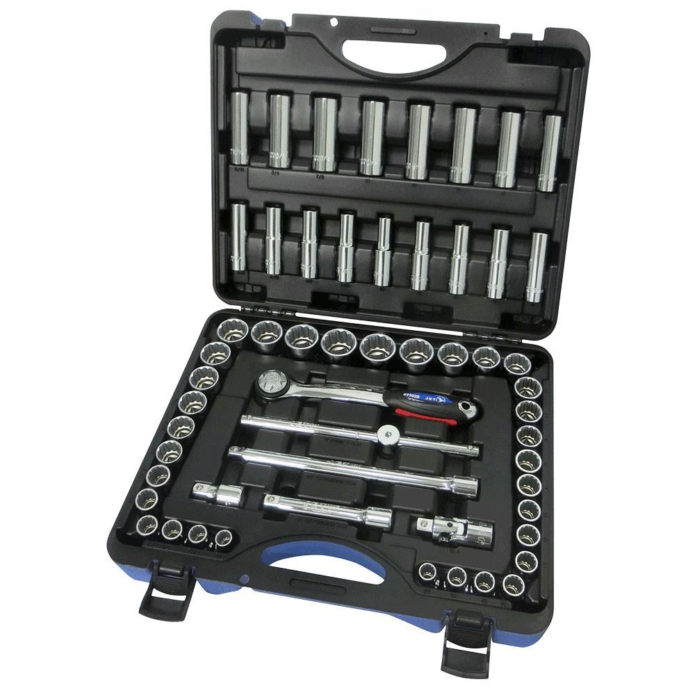 55 PC 1/2&#34; DR SAE/Metric Socket Set - 12 Point