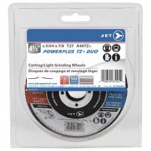 Jet 501653A02 - 4-1/2 x 5/64 x 7/8 POWER-XTREME DUO T27 Cutting and Light Grinding Wheel - Clamshell Package