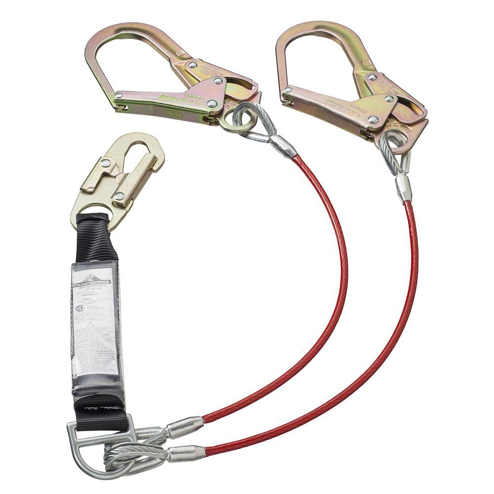 Shock Absorbing Lanyard (110 – 220 lb capacity) Twin Leg - 100% Tie Galvanized  - Snap & Form Hooks