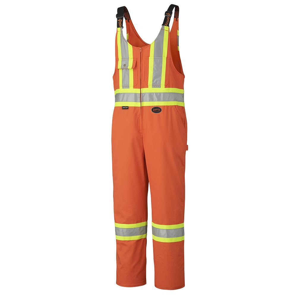 Hi-Viz Orange Polyester/Cotton Safety Overalls with Leg Zippers - 58