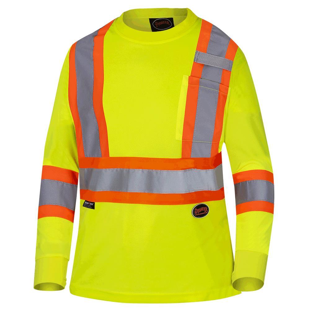 Hi-Viz Yellow Polyester Birdseye Women’s Safety Long-Sleeve T-shirt - 3XL