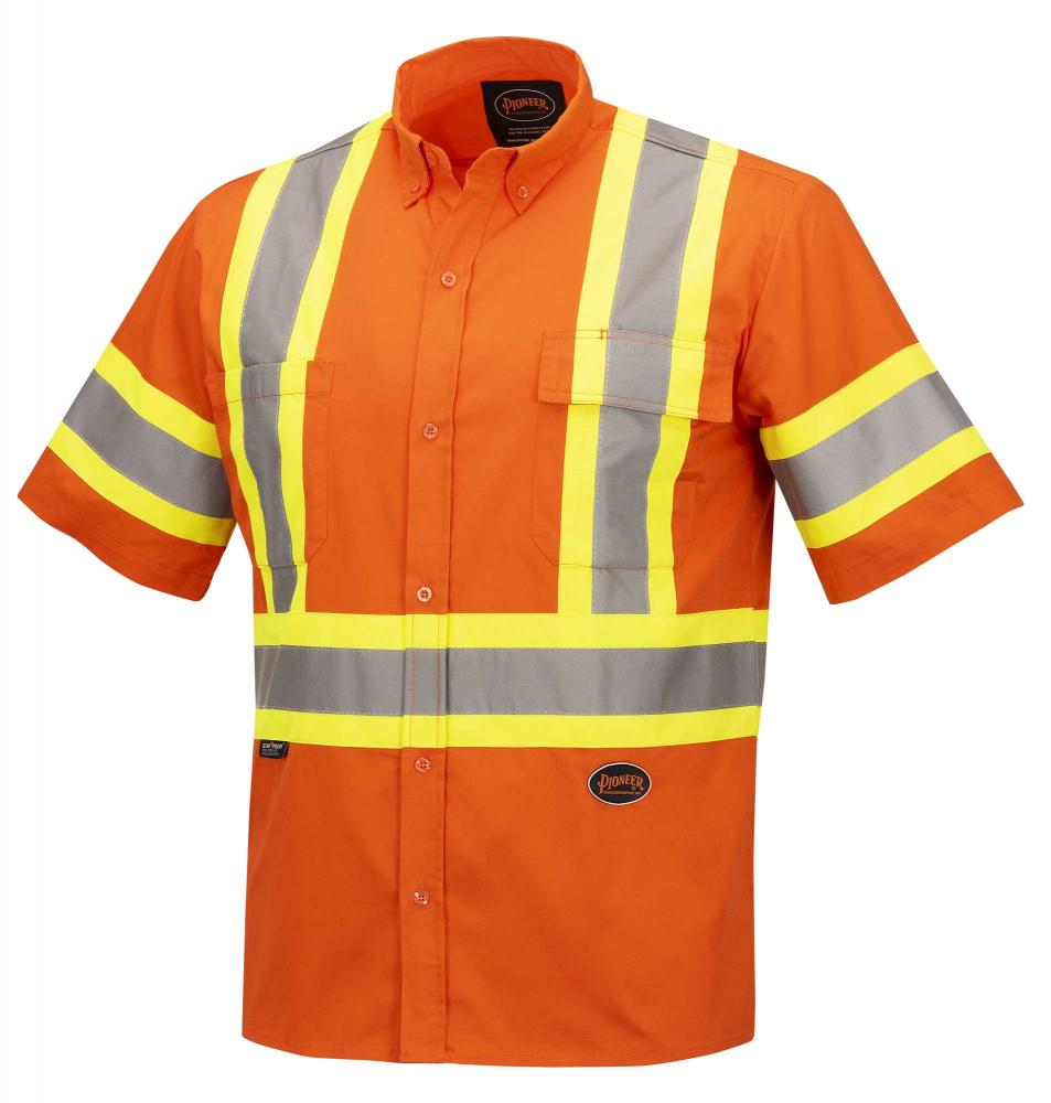 Hi-Viz Short Sleeved Cotton Safety Shirt - Hi-Viz Orange - XL