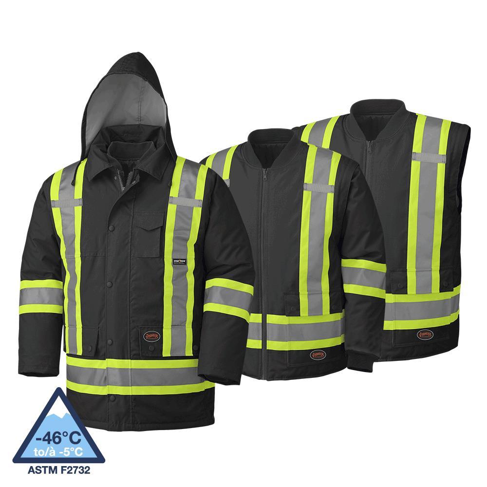 Black Hi-Viz 100% Waterproof 7-in-1 Parka - L