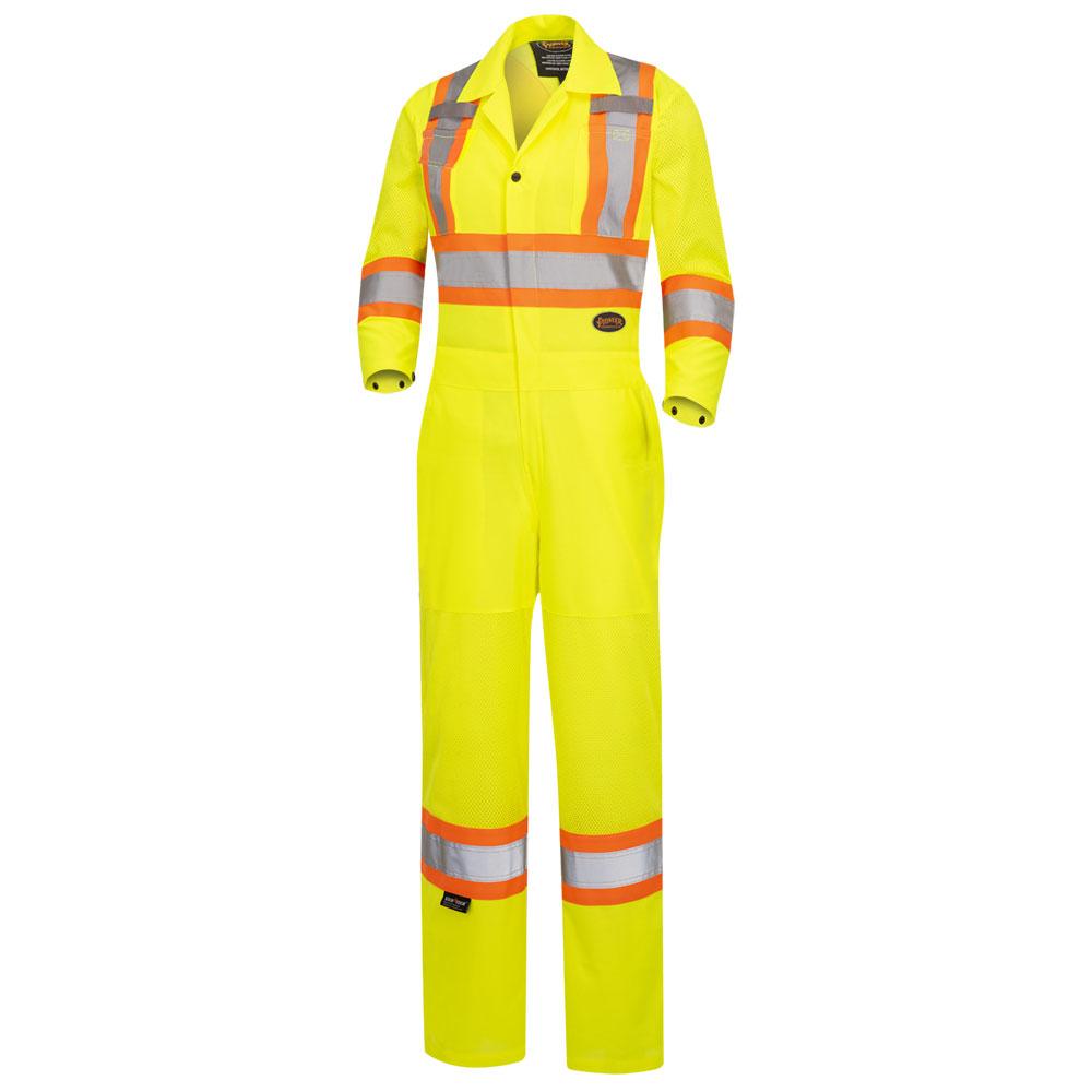 Women&#39;s Hi-Viz Traffic Safety Coveralls - Hi-Viz Yellow/Green - L