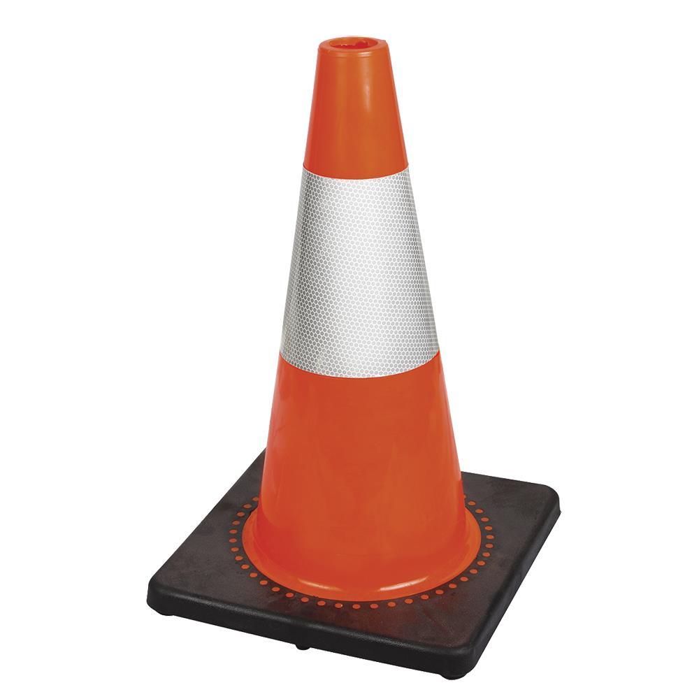 Premium PVC Flexible Safety Cone - 18&#34;/45 cm - 6&#34; High-Luminance Reflective Band